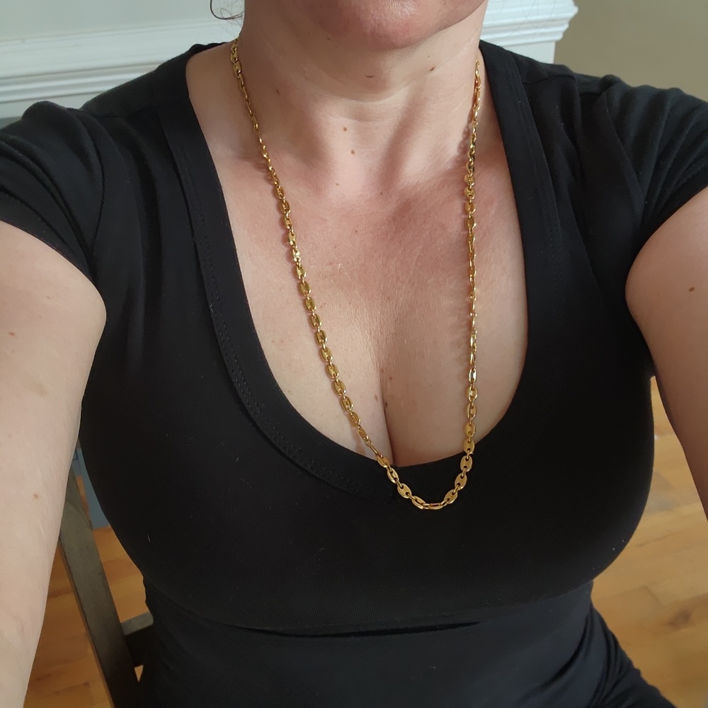 Gold Tone Women's Chain Necklace - Elegant Link Design - Picture 9 of 9